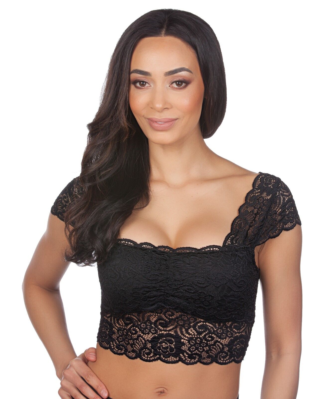 Women's Hot Night floral Lace with Shaped Cup Bralette Crop Top