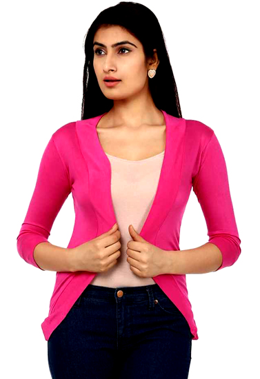 Solid Pink fashion fit 3/4 sleeves shrug
