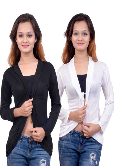 Solid white Black shrugs Value pack