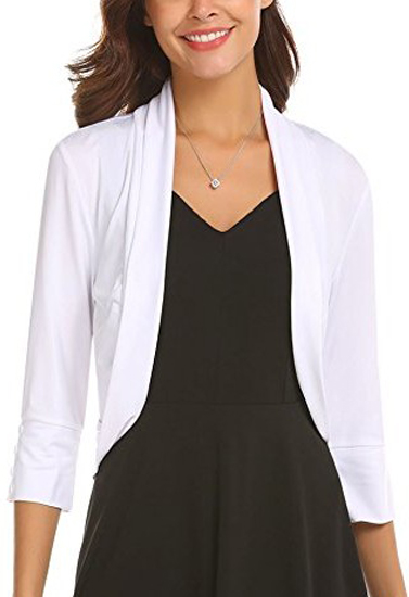 Cool White 3 Quarter Sleeves Shrug