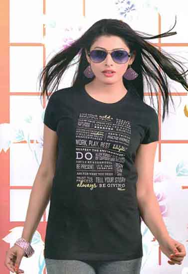 Girls Black Short Sleeves Tee