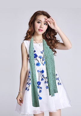 Sea Green Printed Cotton Stole