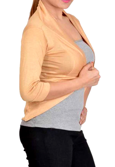 Super Cool 3/4 Sleeves Beige Shrug