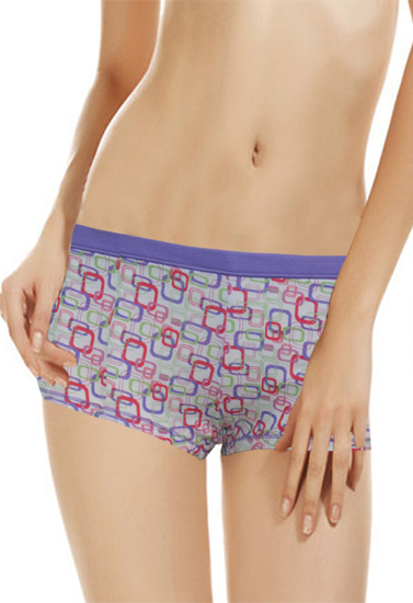 Girls Cool Squares Printed Purple Boyshort (Pk Of 2)