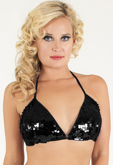 Ladies Black Sequin Tie Up Halter Bikini(Sold Out)