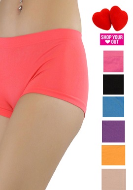 Wholesale Lot-Six Solid Colour Cotton Boyshorts Panties