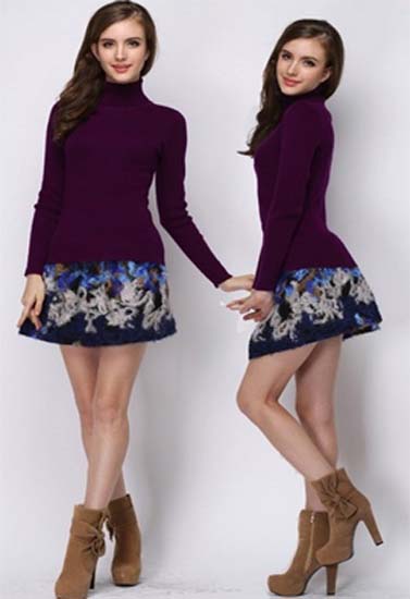 Women's High-Necked Hedging Tight Sweater
