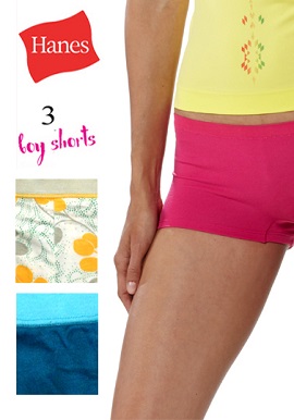 Hanes Cotton Smooth Boyshorts Pack Of Three