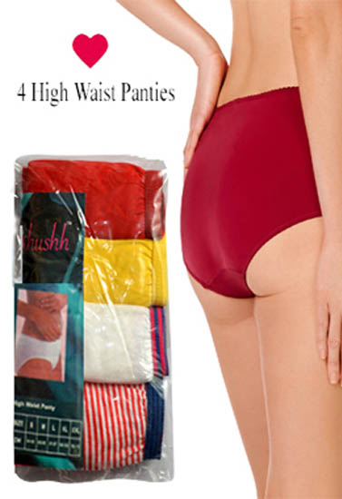 Hushh- Women’s Rich Cotton High Wast Brief, 4pks