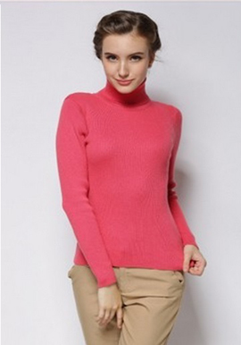 Women’s Slim Fit Soft High Neck Watermelon Red Sweater