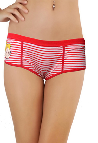 Girl Red White stripes Smooth Cotton Kid Boyshort