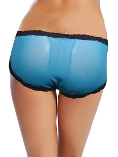 Luxury Sky Blue lace Band See through Boyshort