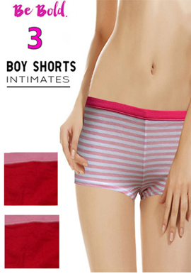 Women's Soft Colored Combo Pack Of 3 Boyshorts
