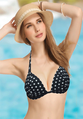 Polka Dot Padded Halter Bikini Top(sold out)