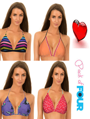 Wholesale Lot Of 4 Soft Padded Mix Bikini Top