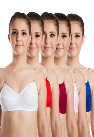 "Comfy Cotton" Transparent Straps Daily Wear Bra Pack Of 5