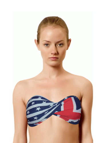 H.Nathalie American Flag Print Bandeau Beach Bra