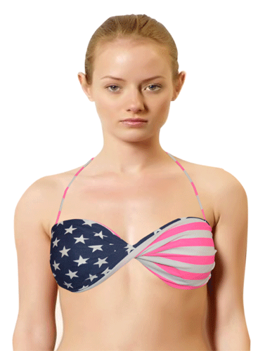 Retro Twist Beach American Flag Bikini Top