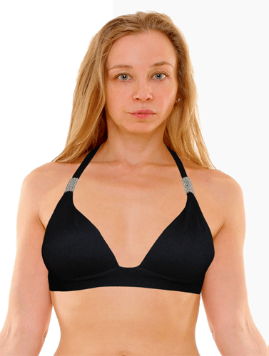 Women's Silver Embellishment Halter Bikini Top