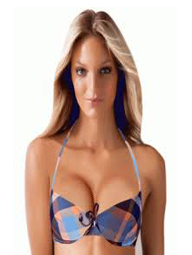 H&M Sexy Shaded Check Print Halter Bikini Top