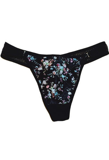 Screwball Lady's Black Floral Print Bikini Bottom