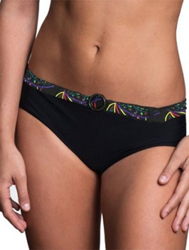 Women's Bold Black Belt Tie Bikini Bottom