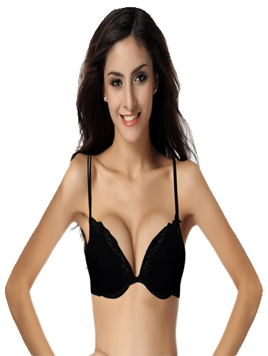 Women's Sexy Black Lace Trim Padded Bikini Bra