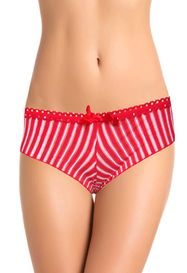 Sexy Red Strips See Through Lace Trim Bridal Brief(Sold Out)