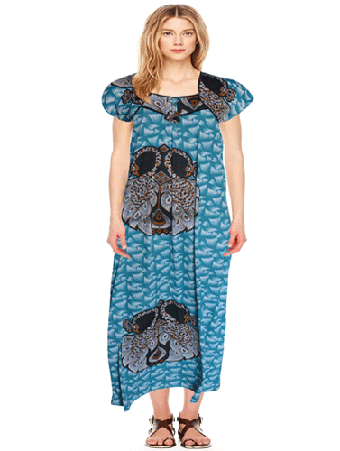 Peacock Shaded Print Full Length Nighty