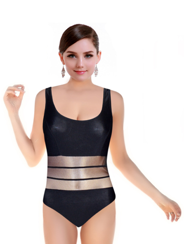 Lalique Cool Stunning Black Net Print Swimsuit