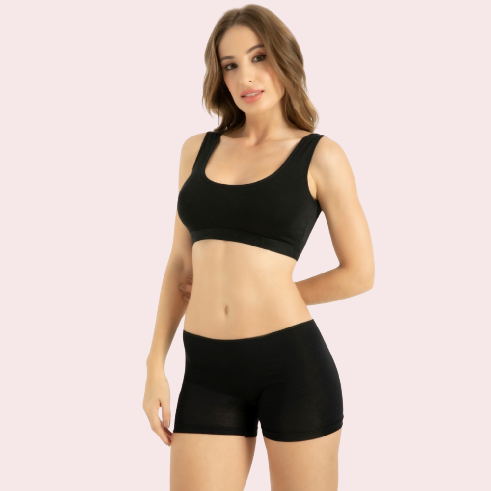 Black Seamless Sports Bra And Boyshort Set