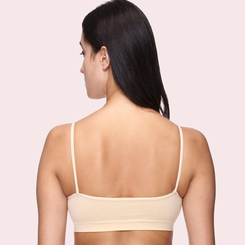 Comfort Beige Thin Straps Sports Bra