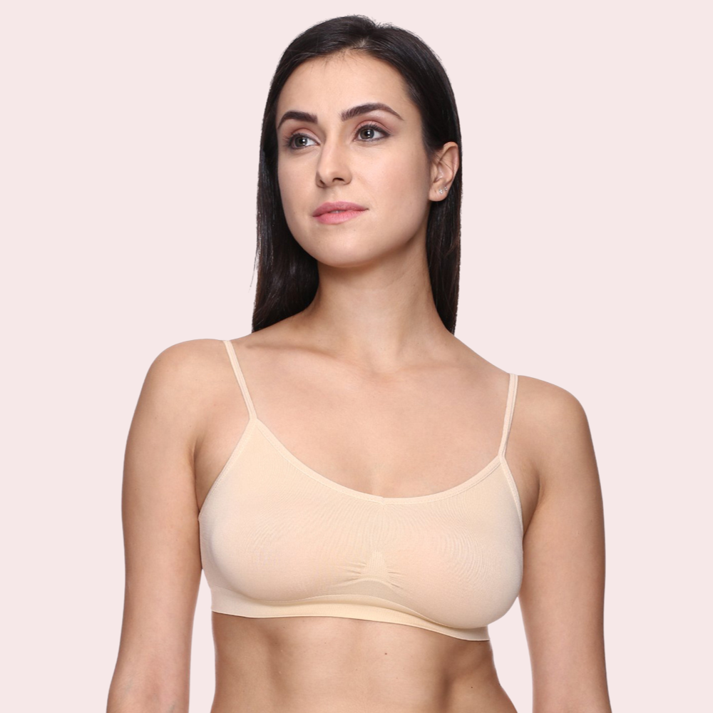 Comfort Beige Thin Straps Sports Bra