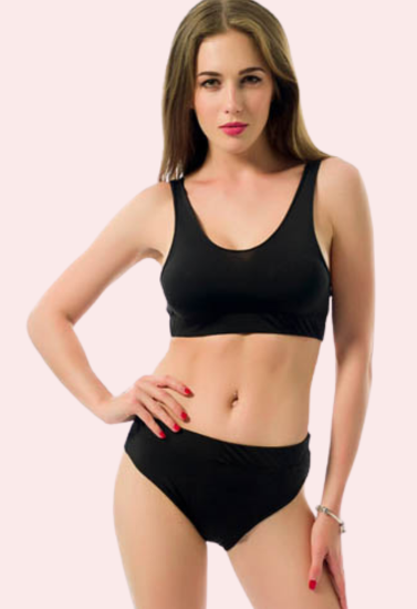 Sexy Black Tank Top Bikini Bottom Set