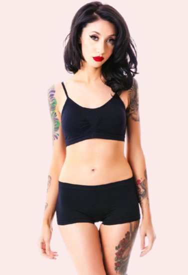 Sporty Spaghetti Strap Sports Bra Matching Boyshort