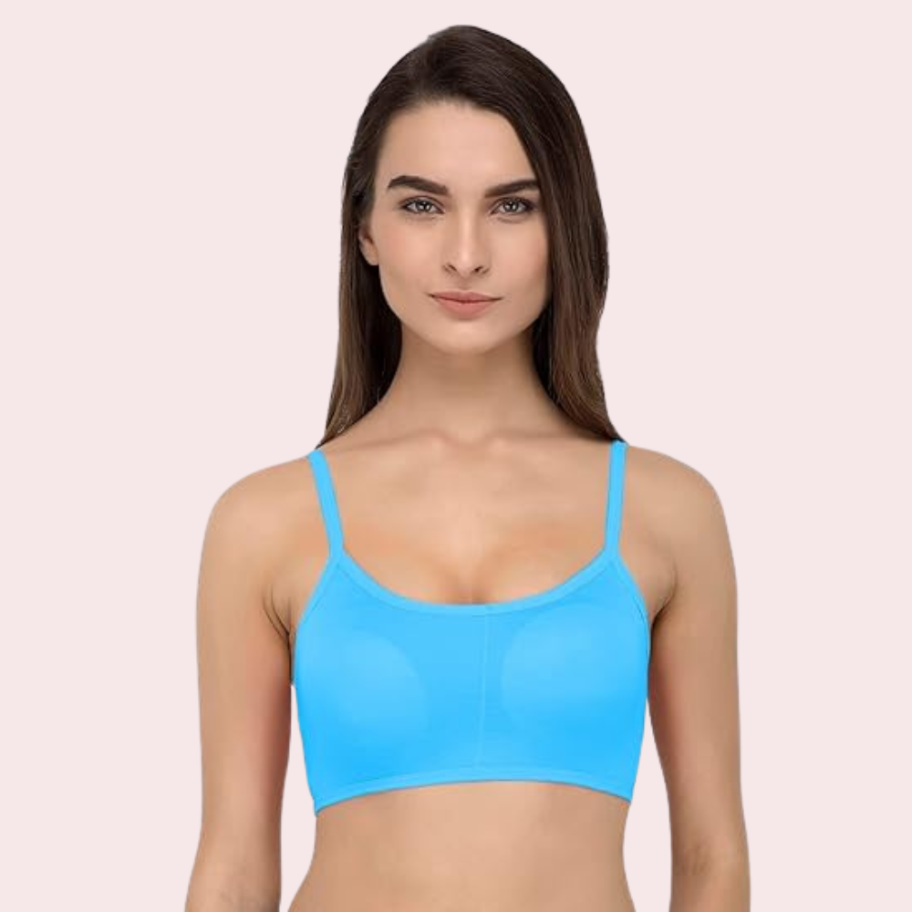 Fashionable Blue Smooth Cup Strappy Cage Bra