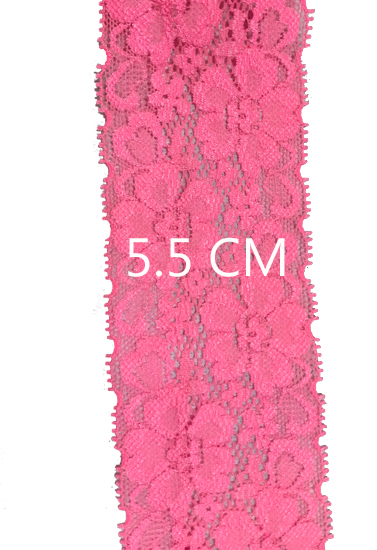 5 Meter Neon pink Stretch lace trim 5.5 Cm Wide