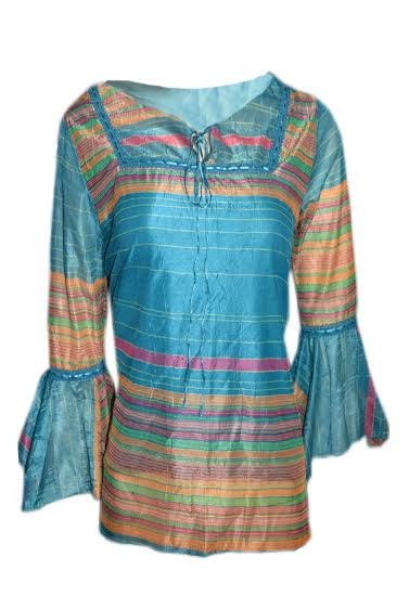 Female Customized Lace Up Ruffles Flare Sleeve Top