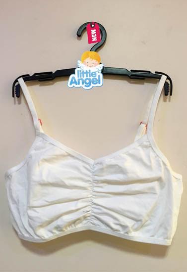 For Girls V Neckline White Thin Spaghetti Strap Training Bra