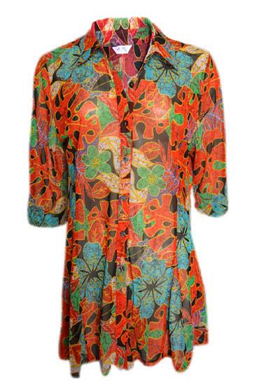 Gae Woo Floral Multicolor Regular Fit Casual Sheer Shirt
