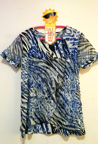 Ladies Mixed Patterned Half Sleeve Top