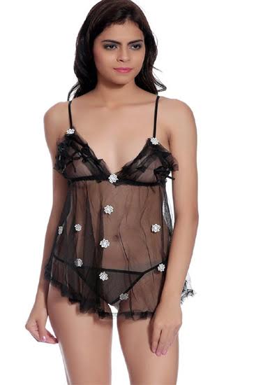 Flower & Mini Lace See Through Hot Sleepwear Chemise