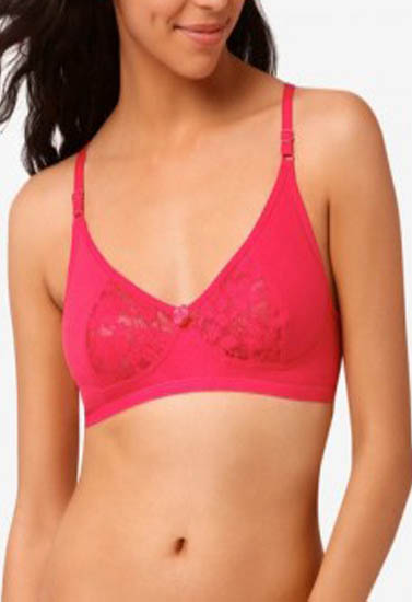 Hushh Peach Floral Lace Everyday Bra