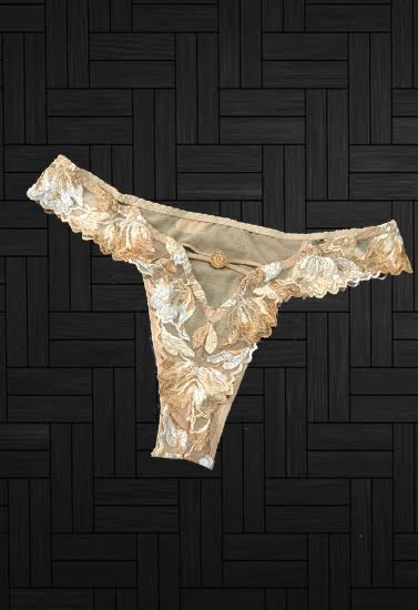 Aubade Sexy Floral Lace Back Net Cut Tanga Thong