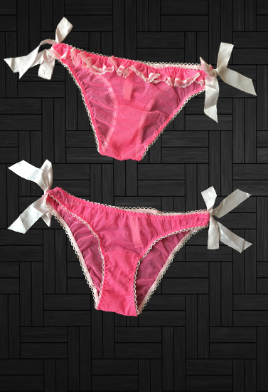 Sexy Crimson Side Big Bows Ribbon Net Panty