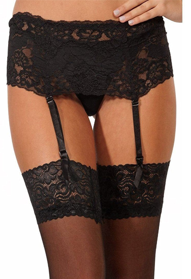 Bolero Black Sheer Lace Mesh Garter Belt