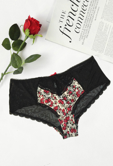 M&S Floral Print Fine Net See Through Panty + 1 Free Bra