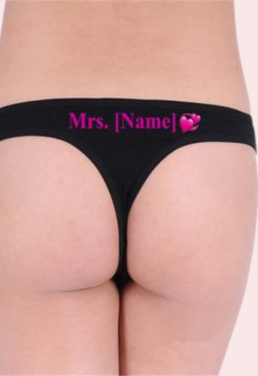 Personalized Organic Cotton Bridal Thong Panty
