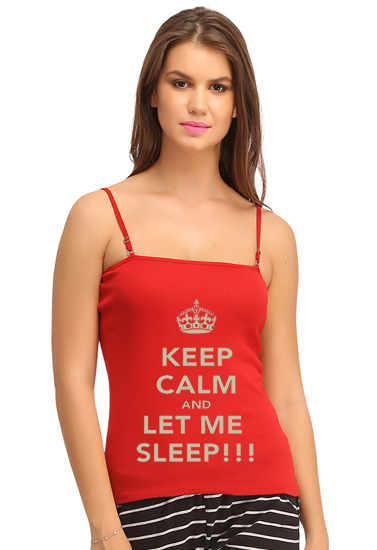 Red Cotton Stretch Detachable Straps Cami Tank Top