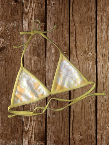 Kiabi Yellow Flower Print Triangle Halter Bikini Top